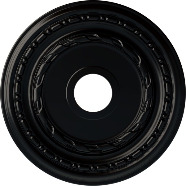 Ekena Millwork Dublin Ceiling Medallion (Fits Canopies up to 5 1/8"), 17 7/8"OD x 3 5/8"ID x 1 1/4"P, Jet Black CM17DUBLF - main